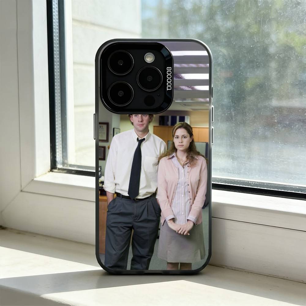 

Jim & Pam The Office Phone Case For iPhone 17,16,15,14,13,12,11 Plus,Pro Max,XS,Colorful Silver Black Cover iPhone14Plus