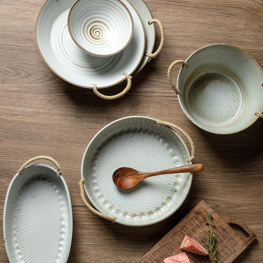 Nordic Japanese Ceramic Dinnerware Set: Creative Plates, Bowls, and Deep Dishes.