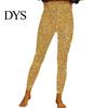 Shimmering Skinny Trousers Women Pencil High Waist Glitter Long Pants Shimmery Elastic Fabric Sequin Leggings Daily Wear Fine Design