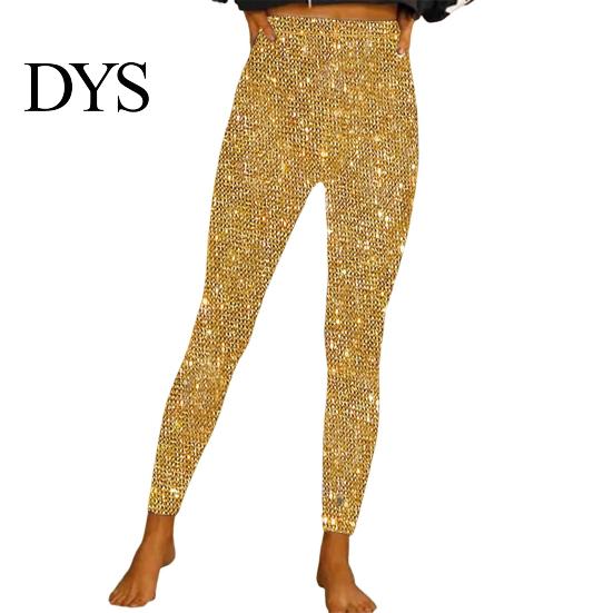 Shimmering Skinny Trousers Women Pencil High Waist Glitter Long Pants Shimmery Elastic Fabric Sequin Leggings Daily Wear Fine Design