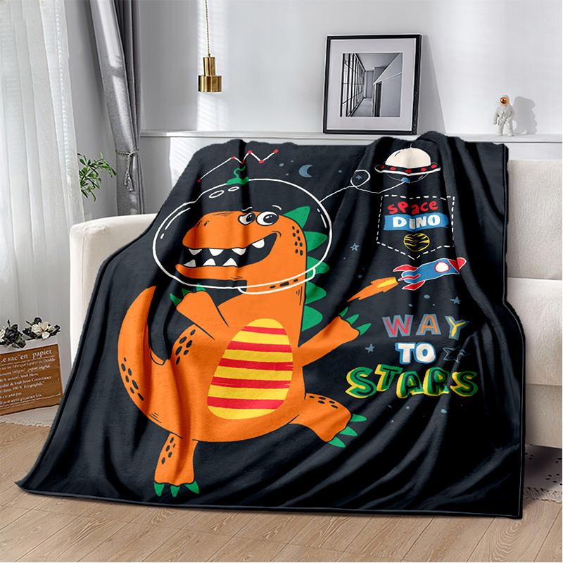 Cartoon Dinosaur Space Cute Dino Children Soft Plush Blanket,Flannel Blanket Throw Blanket for Living Room Bedroom Bed Sofa Kids