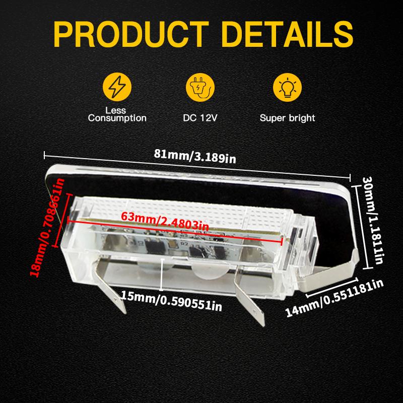 2pcs For Mercedes Benz Smart Fortwo Carossblade W450 2004-2007 Smart Fortwo Cabriolet W450 2004-2007 License Number Plate Light