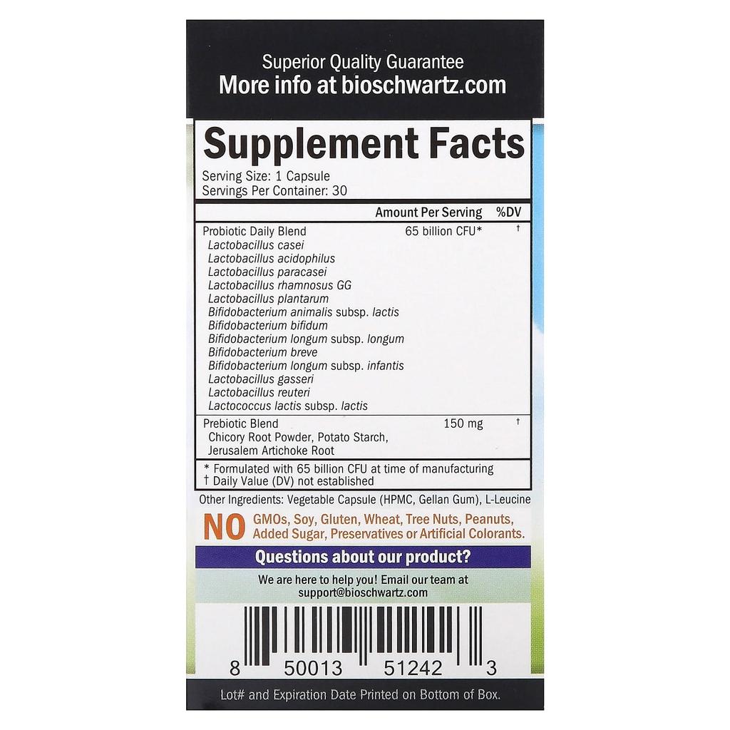 Extra Strength, Probiotic, 65 Billion CFU, 30 Capsules