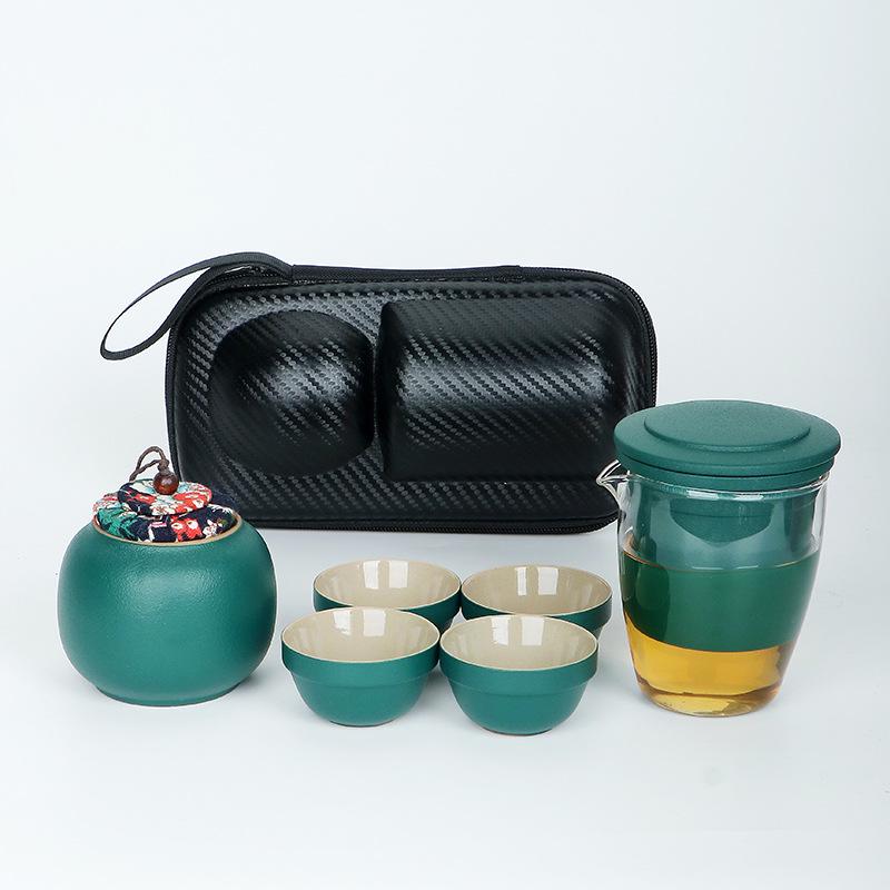 Kung Fu Travel Tea Set: Coarse Pottery Teacup Set with Customizable Logo for Office or Business Trips