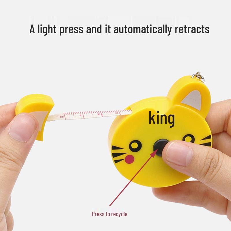 Keychain Cartoon Animal Tape Measure with Automatic Lock: Tiger, Pig, Frog Designs