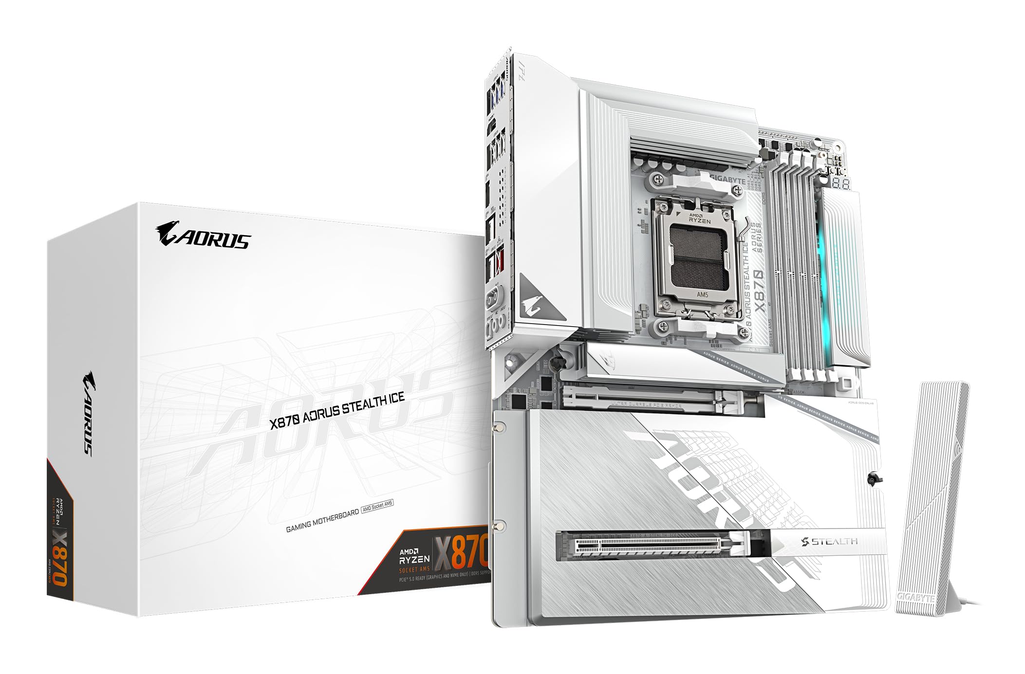 

GIGABYTE X870 AORUS STEALTH ICE ATX Motherboard White X870 A STEALTH ICE MB6786