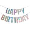 Colorful Silver Glitter Happy Birthday Banner for Kids' Party Decorations