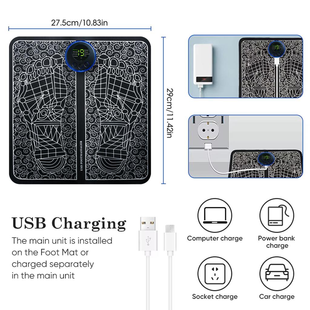 EMS Elektrische Fußmassage-Matte Muskelentspannung Stimulator Formendes Massagepad Durchblutung verbessern Muskelentspannung