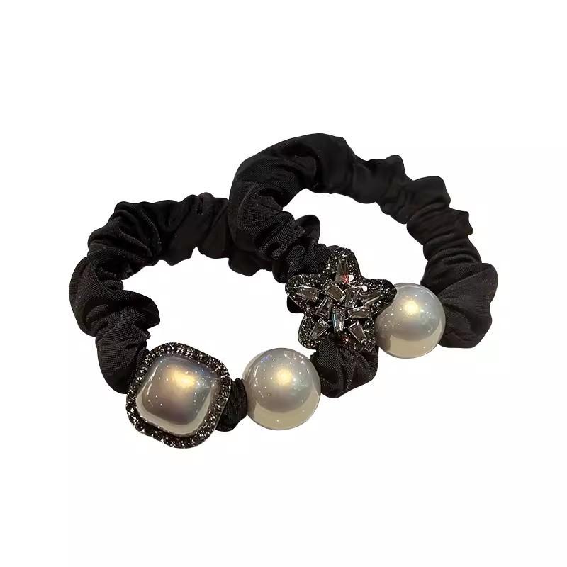 High-end Water Diamond Pearl Hair Tie  Dongdaemun Hair Band High-elasticity Rubber Band Ponytail Hair Band New Head Accessories