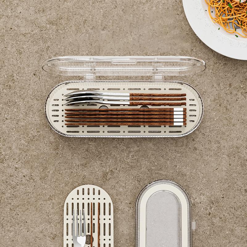 Household Dustproof Chopstick Box With Lid Kitchen And Restaurant Spoon Fork Cutlery Storage Box Light Luxury Transparent