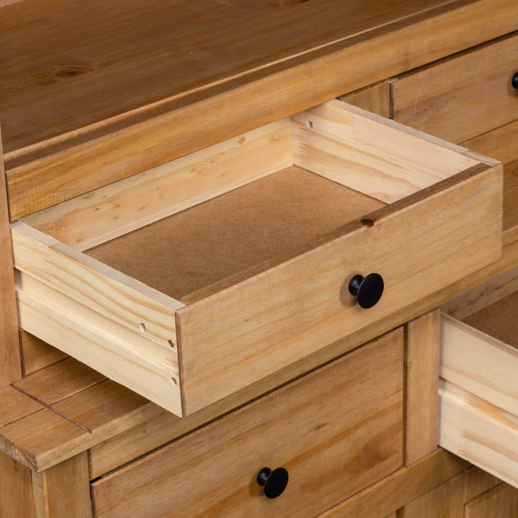 Highboard 93 X 40.5 X 180 Cm Pine Wood Panama Style