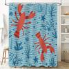Underwater Life Lobster Shower Curtain Blue Red Fishes Marine Decor for Bathroom Waterproof Fabric
