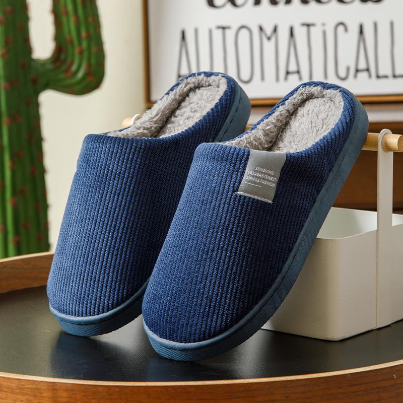 Men's and Women's Warm Autumn Indoor Wool Slippers - Non-Slip, Plus Velvet Cotton for Couples