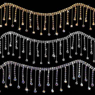 90cm Kristall Strass Quaste Krallenkette Nähen Auf Klare Strass Fransenbesatz Kette Dekorative Handarbeit Hochzeitskleid DIY