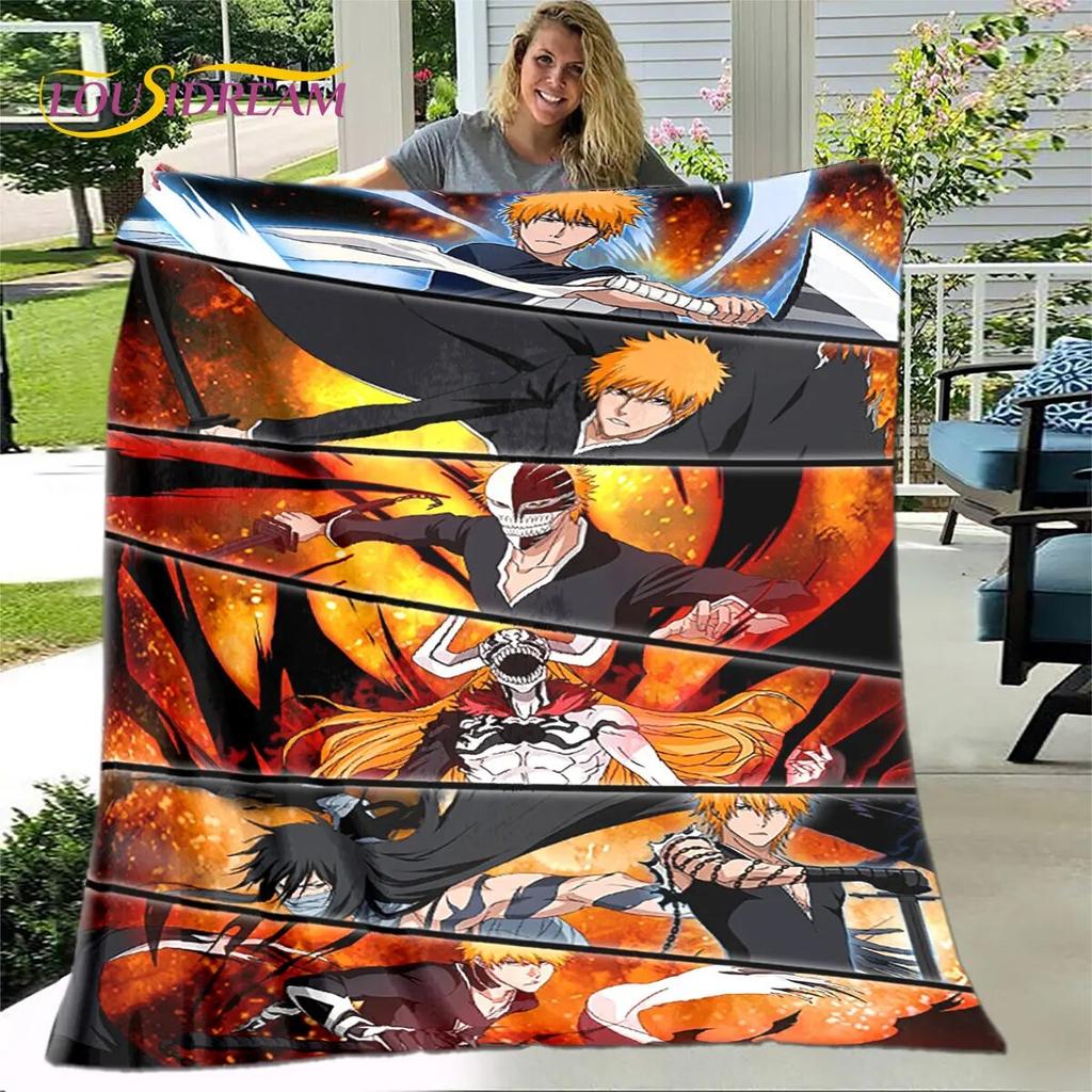 Japan Anime Bleach Cartoon Soft Plush Blanket,Flannel Blanket Throw Blanket for Living Room Bedroom Bed Sofa Picnic Cover Kids