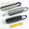 Bojin Black & White Plaid Canvas Pencil Case for Students