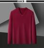 Men's Wool V-Neck Sweater - Spring/Autumn Knitwear for Middle-Aged Men - Warm Base Layer