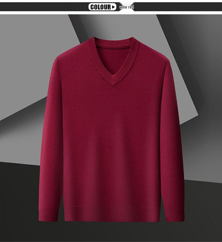 Men's Wool V-Neck Sweater - Spring/Autumn Knitwear for Middle-Aged Men - Warm Base Layer