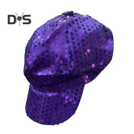 

Блестящая кепка с пайетками, унисекс, шляпа для вечеринок, солнцезащитный козырек с длинными полями для взрослых и детей, кепка для выступлений на сцене, головной убор для уличных танцев фиолетовый