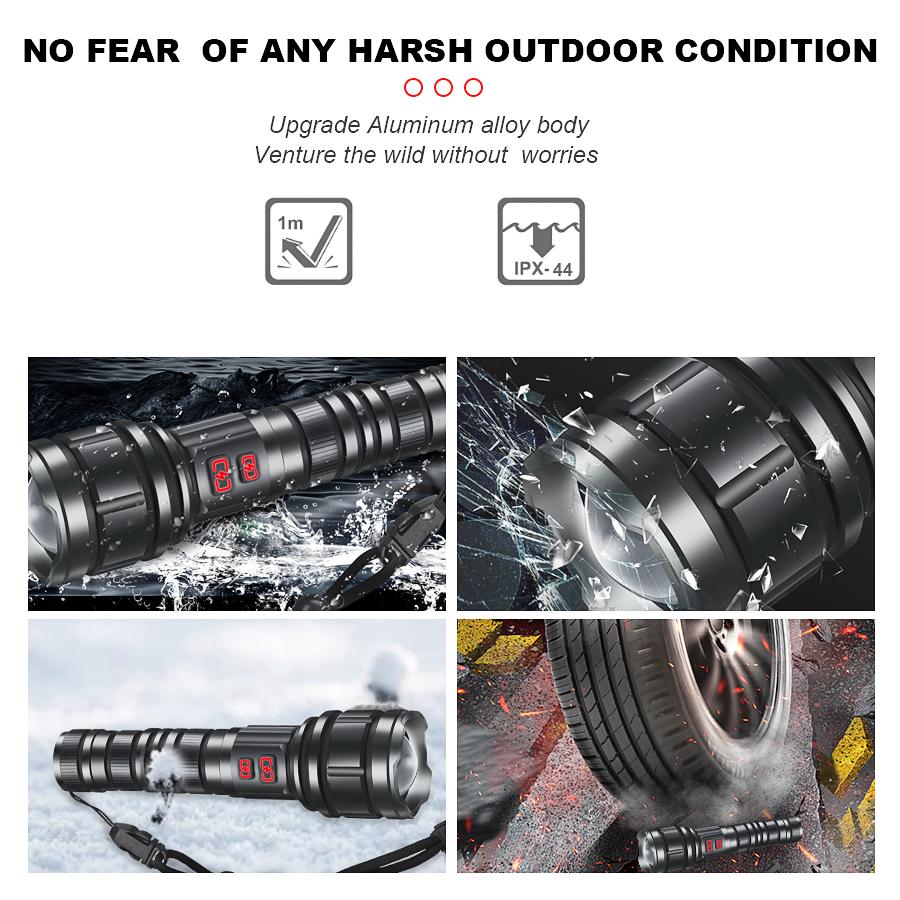 9900LM Powerul White Laser LED Flashlight 21700 Battery USB Charging Al Alloy Zoom Tactical Torch Outdoor Camping Hiking Lamp