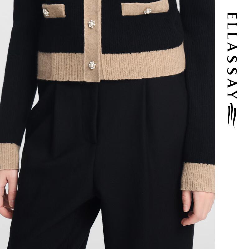 ELLASSAY Women's 100% Merino Wool Paperbag Waist Cropped Pants