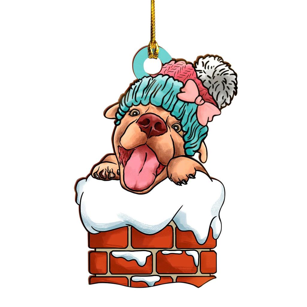 Christmas Dog Ornament Acrylic Christmas Tree Hanging Pendant Sign Statue Decorations 2023 New Year Gift Party Supplies