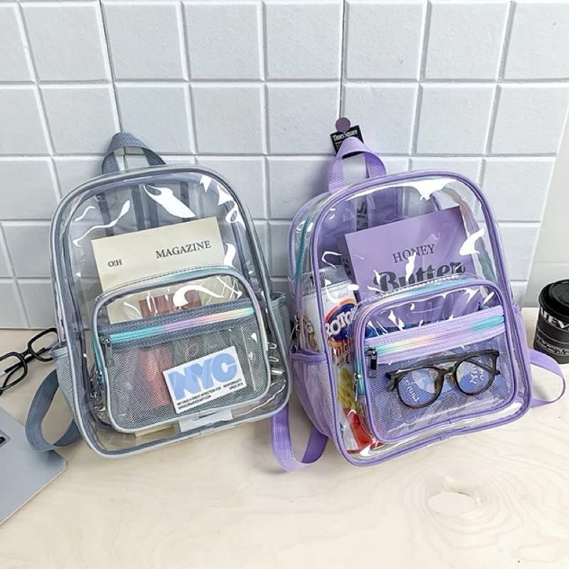 New Mini Clear Backpack Fashion Student Jelly Transparent PVC Travel Knapsack Summer Waterproof Beach Versatile Storage Rucksack