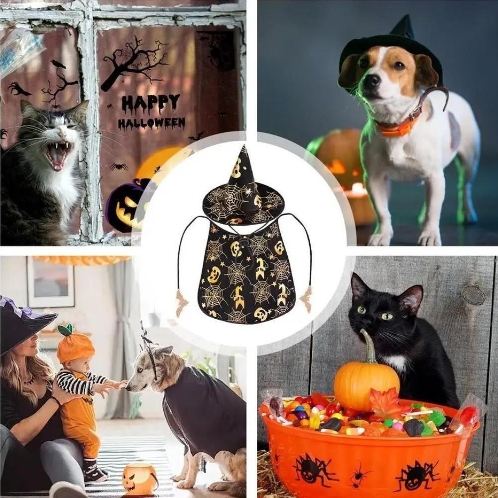 Adjustable Pet Halloween Costumes Cape Bat Halloween Pet Apparel Halloween Dog Cloak Hat  Dogs