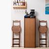 Solid Wood Simple Foldable High Stool Bar Chair Solid Wood Backrest Home Living Room Coffee Shop Portable Stool
