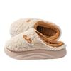 Fashion Chunky Platform Fluffy Fur Indoor Slippers Women 2025 Winter Warm Short Plush Non Slip Bedroom Slippers Cotton Home Shoes Size45