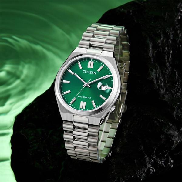 Citizen Sapphire Glass 50M Waterproof Mechanical Movement Stainless Steel Watch Green Dial Men watches NJ0150-81X