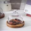 Elegant Wooden Cake Stand with Glass Top Multi Functional Serving Plate for Snacks Dessert Presentation Tray