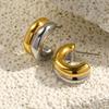 MamacitaSlay Unique Stainless Steel Two Color C-shaped Stud Earrings Party Trendy Waterproof Jewelry Women's Minimalist Gift