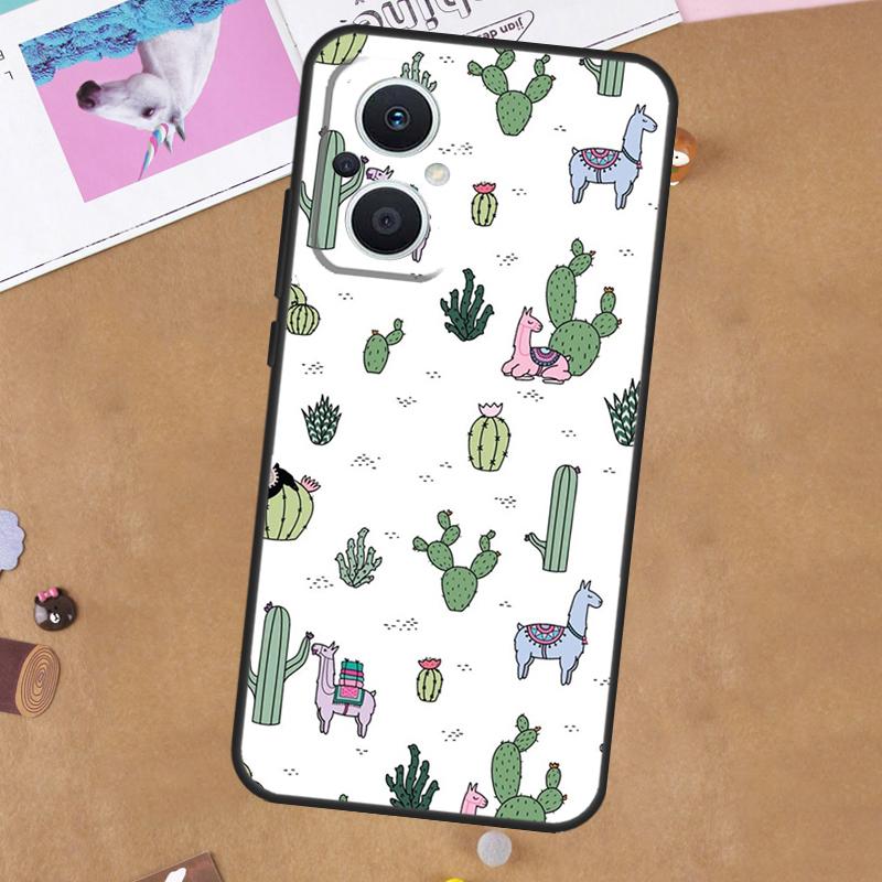 Llama Alpaca Pattern Case For OPPO Reno 12F 13F 14F 11F 8T 7 8 10 11 12 13 14 Pro OPPO Find X6 X5 X8 Pro Cover