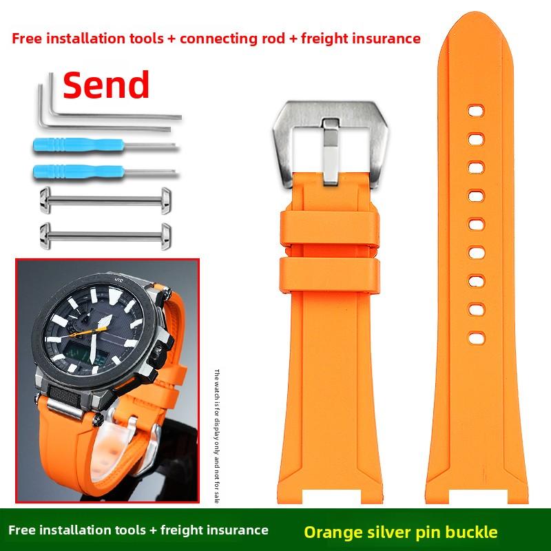 Soft FKM strap For Casio PROTREK series PRX-8000T/YT PRX-8001YT watch band Men fluororubber bracelet wristband watch Accessories