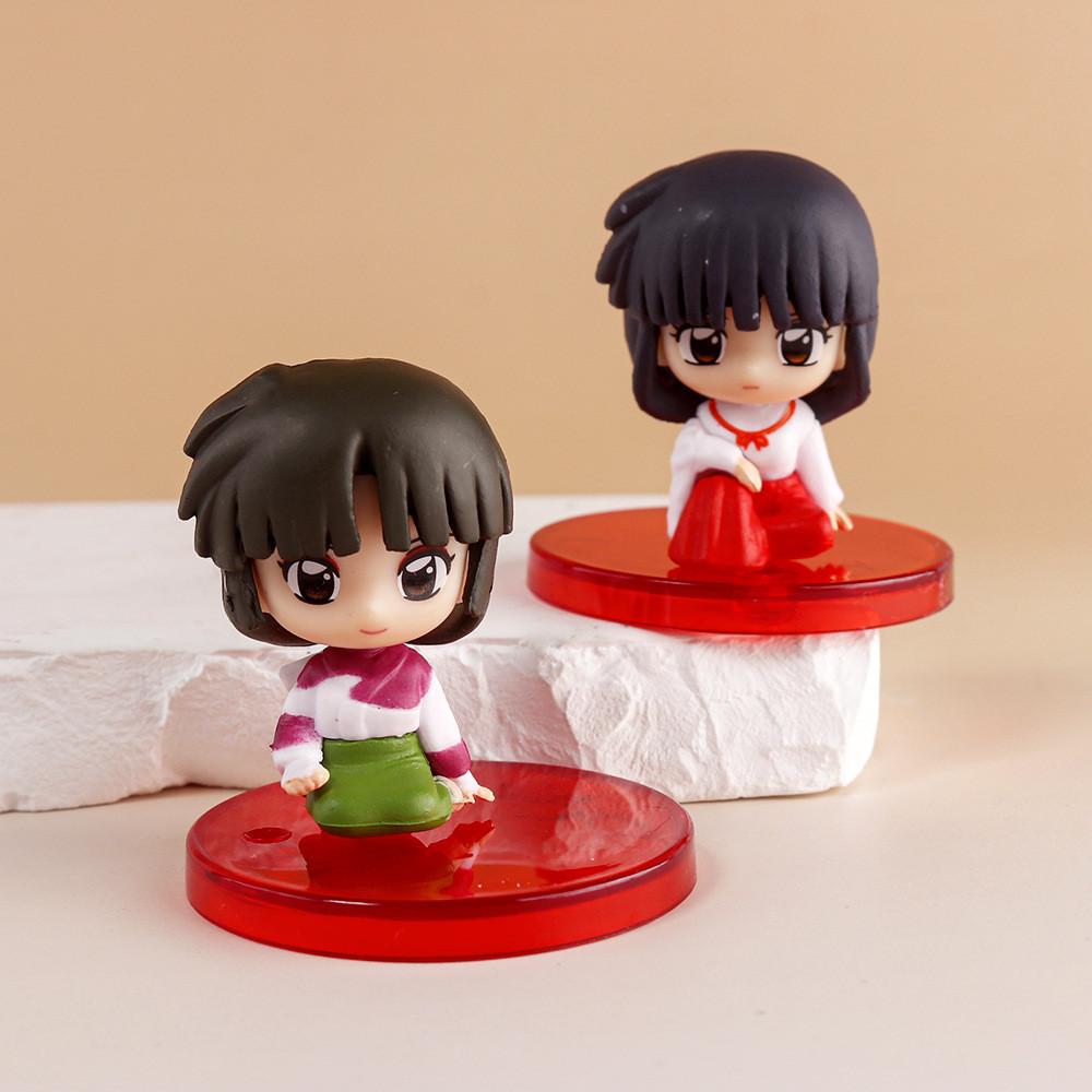 Mini Q Version Inuyasha Collectible Figures Set Kagome Sesshomaru Kikyo Miroku