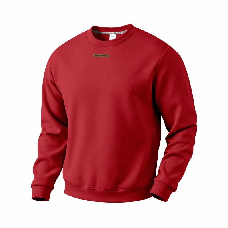 Mens Oversized Heavyweight Fleece-Lined Crewneck Sweatshirt Winter Warm Casual Long Sleeve Top