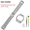 For Casio G-SHOCK DW-H5600 Bluetooth Heart Rate Watchband Modified Small Block Solid Stainless Steel Strap Bezel Case Bracelet