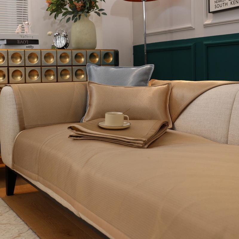 Summer Ice Silk Sofa Cushion Light Luxury Summer Mat Cushion Living Room Simple Sofa Cover Non-Slip