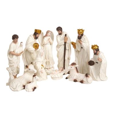 Weihnachtskrippenfiguren Harze Krippenszene Statue mit Stall Heilige Familie Statue Tischdekorationen Heimdekorationen