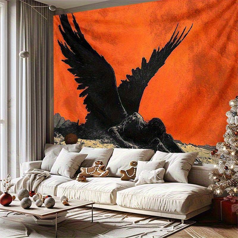 Abstract Art of Black Angels Digital printing polyester wall tapestry suitable for use living rooms bedrooms offices bars party
