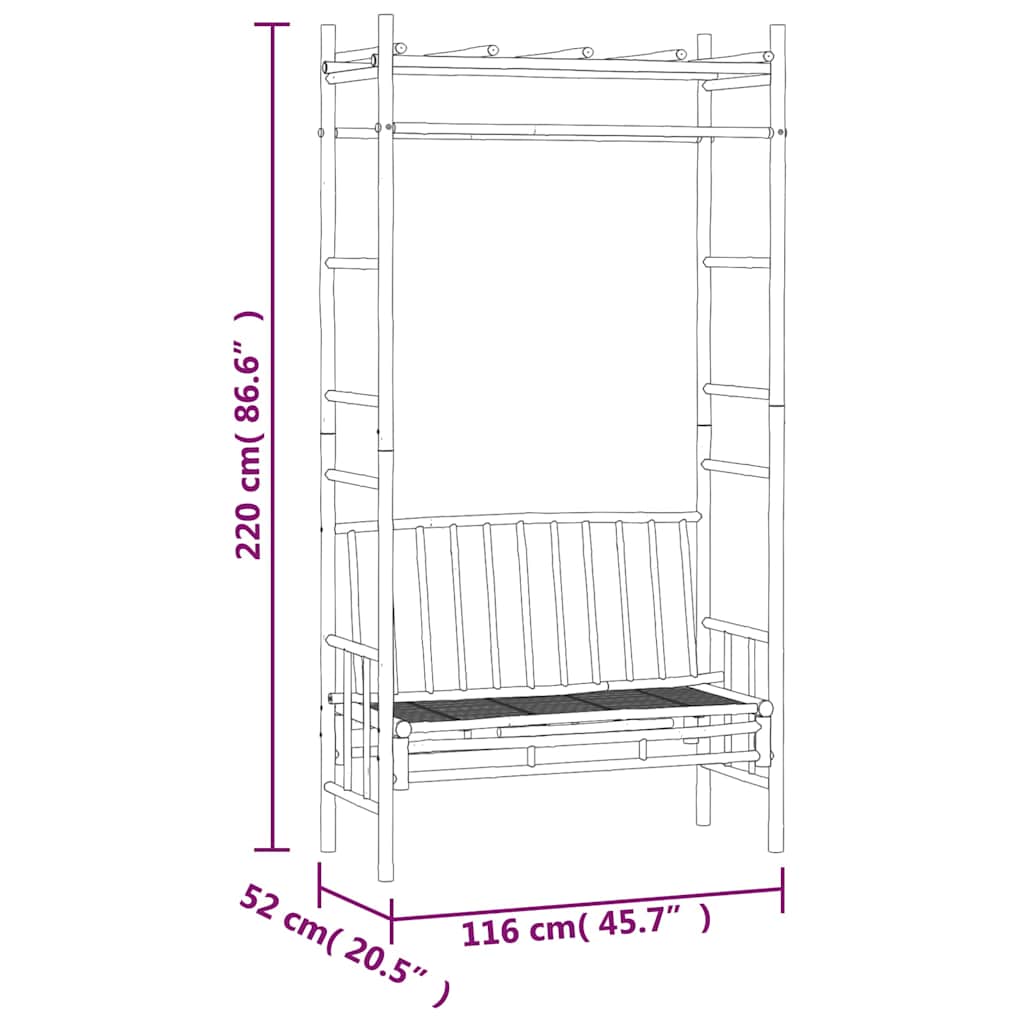 vidaXL Garden Bench with Pergola 116 Cm Bamboo