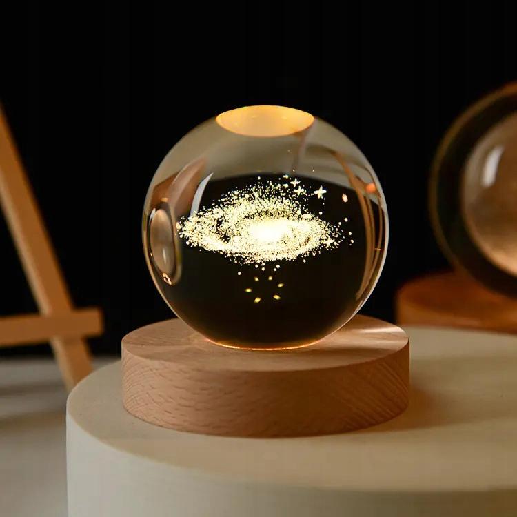 Glass Ball Night Lamp 6Cm Usb Powered For Children's Room Galaxy