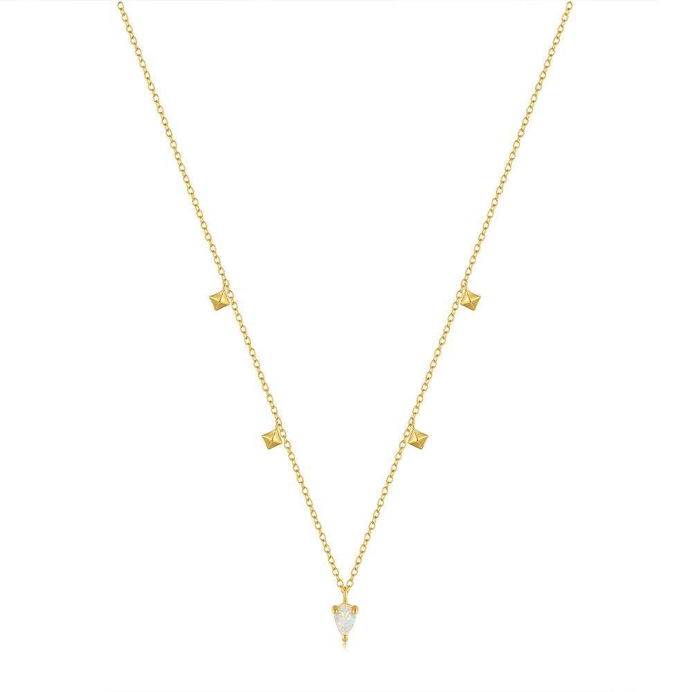 Stylish And Simple Ins Style S925 Sterling Silver Stacked Wearing Tetragonal Star Opal Diamond Encrusted Women'S Daily Necklace