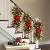 2025 Christmas Swag Wreath Wall Door and Window Hanging Pulp Cones Bow Pendant Door Wall Stair Wreath Decoration