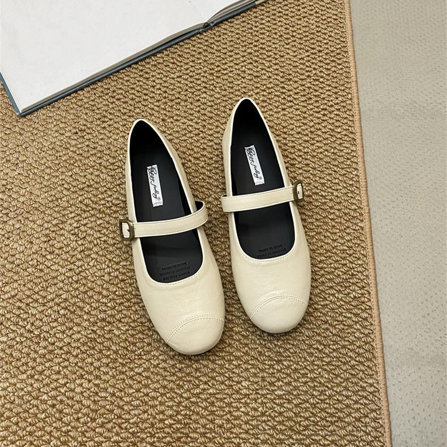 Fashion IPPEUM Mary Janes Flat Shoes Women Ballet Flats 2025 New Black PU Leather Buckle Straps Zapatos de Mujer Ballerina