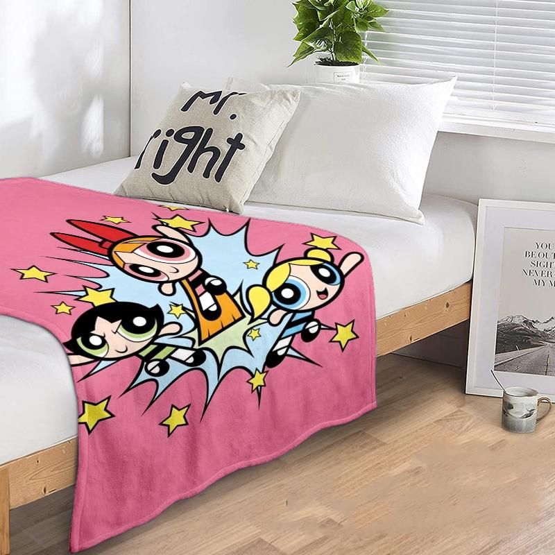 1PC The Powerpuff Girls printed blanket, all season lightweight home office outdoor nap multifunctional blanket A7