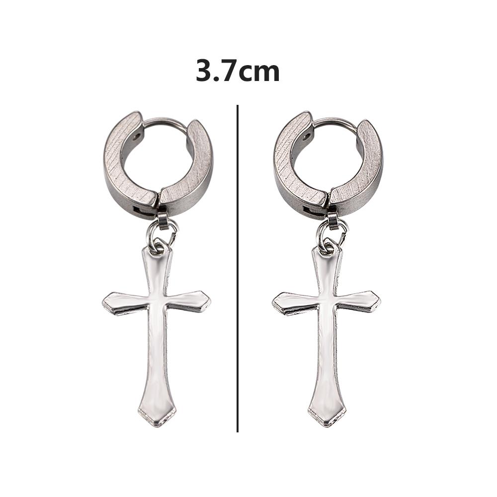Mode Herren Edelstahl Kreuz Anhänger Knorpel Hängeohrringe Punk Zirkon für Coole Frauen Mädchen Freundschaftsgeschenke