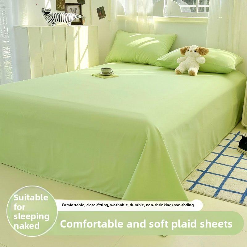 Cream Style Striped Skin-friendly Bed Sheet For Single Double Student Dormitory Household Bed
