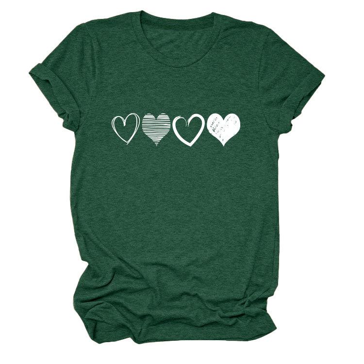 Fashion Trends Four Different Hollow-Out Love Women's Crew Neck Short Sleeve T-Shirts